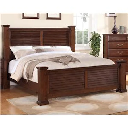 Queen Bed with Slat Paneled Headboard 